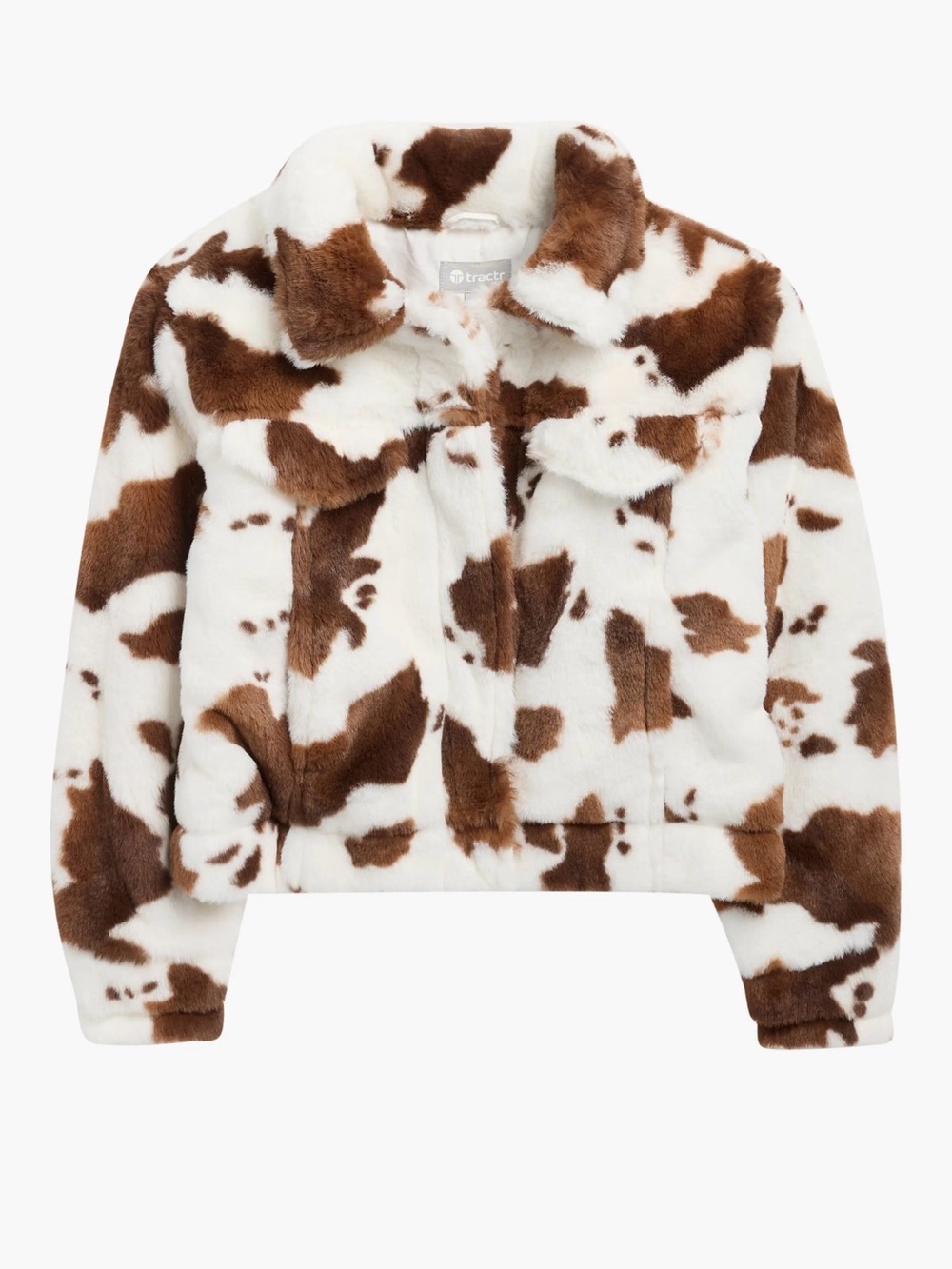 Tractr Kids' Cow Print Faux Fur Trucker Jacket